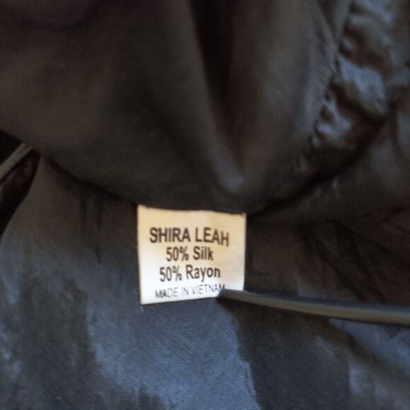 Vintage Shira Leah Velvet Silk Blazer Black Asian Size Medium Burnout Witchy - Picture 10 of 12
